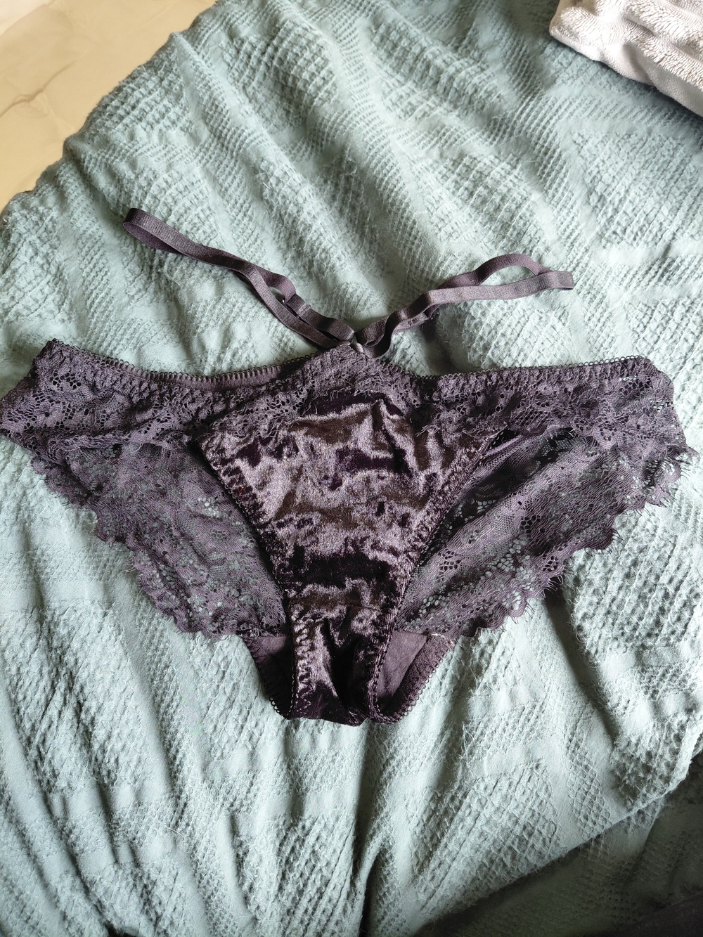 Killstar Evangeline Velvet & Lace Bikini Panty in Black